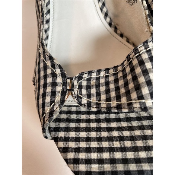 American Eagle Black Gingham Slingback Buckle Wedge Espadrilles Sandal Size 9 - Picture 7 of 14